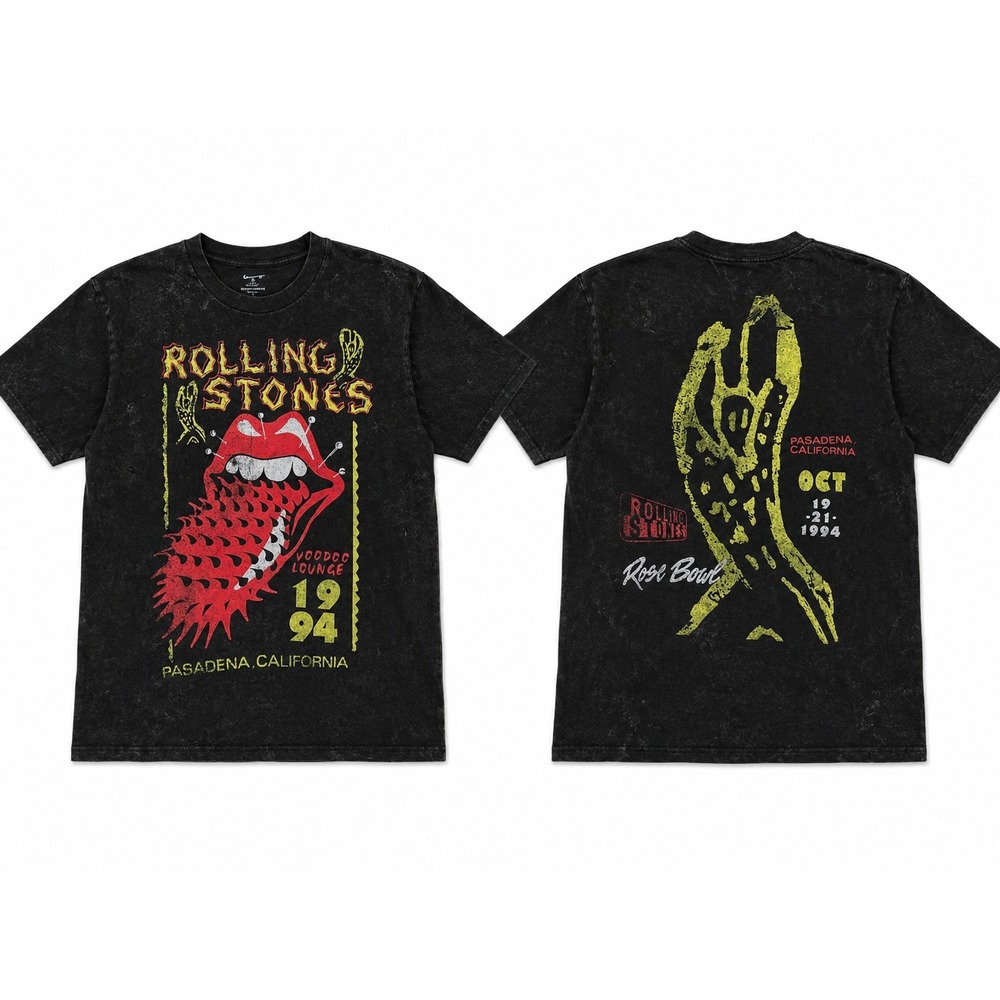 Rolling Stones Voodoo Lounge 1994 Tour Shirt Pasadena Rose Bowl Black Large